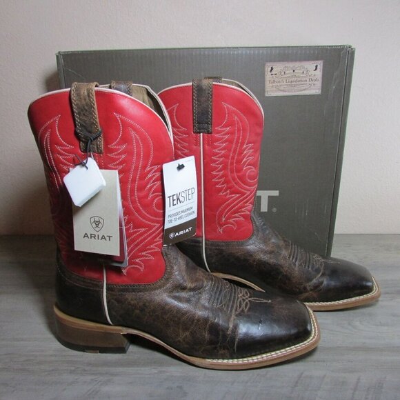 Ariat Men's 14 Wide Square Toe 11" Circuit Paxton Boots Chestnut Brown/Fire Red - Picture 1 of 4